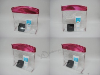 Personalizado alto-Fin de nuevo diseño de compras bolsa de cosméticos de Cloruro de polivinilo transparente a prueba de agua