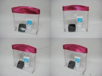 Alta personalizzato-Estremità del sacchetto cosmetico ecologico in Pvc con cerniera trasparente