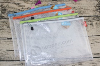 Haut personnalisé-Fin sacs à fermeture à glissière grille transparente et plus de spécifications sac de fichier eva