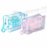 Personalizado alto-Bolsa de cosméticos de vinilo transparente personalizado ecológico reutilizable