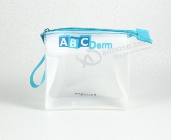 VFima por atacado personalizado de alta-Fim eco claro PVC claro viagens pele cuidados zipper saco com Logotipotipo personalizado