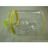 2017 Bolso cosmético cilíndrico modificado para requisitos particulares del Cloruro de polivinilo de la cremallera amarilla de la alta calidad