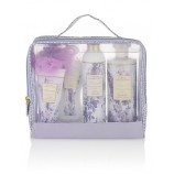 Personalización personalizada de alta gama de coser estándar personalizado claro bolsa de aseo de Cloruro de polivinilo