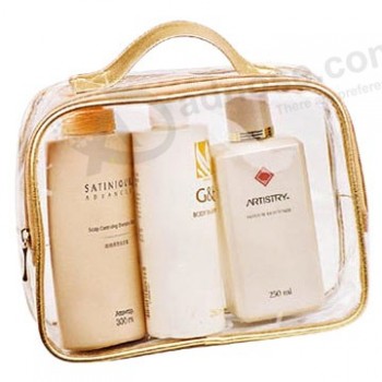 Customized high quality Travel Set Clear Zipper PVC Makeup Bag