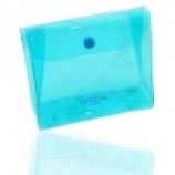 Personnalisé de haute qualité oem bleu Pvc bouton sac cosmétique