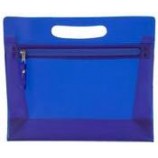 Al por mayor personalizado alto-Fin azul ziipper carteras de Cloruro de polivinilo bolsas de cosméticos