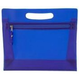 Wholesale Customized high-end Blue Ziipper Gusset Cosmetic PVC Bags