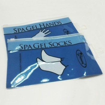 批发定制高-最终印刷PVC ziplock衣架包用于包装袜子