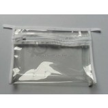 Al por mayor personalizado alto-Bolsa plástica de la cremallera del Cloruro de polivinilo del coser del extremo oem claro