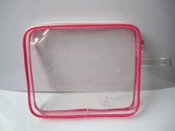 All'ingrosso su misura alta-Fine sacchetto cosmetico trasparente in Pvc trasparente con cerniera