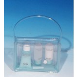 Bolso cosmético plástico al por mayor modificado para requisitos particulares del Cloruro de polivinilo de la manera de la alta calidad con la manija