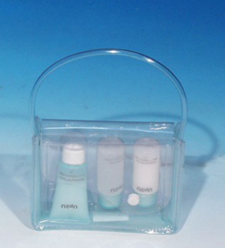 Groothandel aangepaste hoge kwaliteit mode heldere Pvc plastic make-up tas met handvat