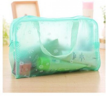 Wholesale Customized high quality Print Transparent PVC Handle Zipper Bag