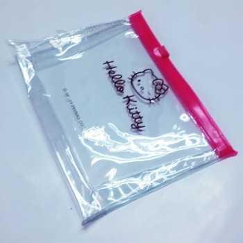 Wholesale Customized high quality Clear PVC Stand up Pouch with Hello Kitty Printing