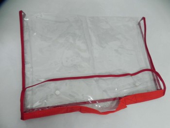 Atacado personalizado de alta qualidade oem durável grande transparente PVC lidar com saco para embalagem de vestuário e acolchoado embalagem