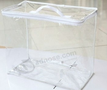 Atacado personalizado de alta qualidade promontional grande tamanho transparente PVC lidar com saco de embalagem