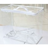 Bolso de empaquetado de la manija transparente grande al por mayor personalizada de gran calidad del promontional al por mayor