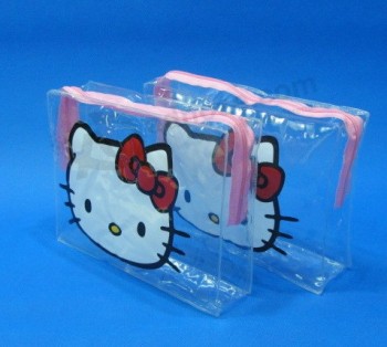 Wholesale Customized high quality Clear PVC Plastic Cosmetic Pouch with Zipper