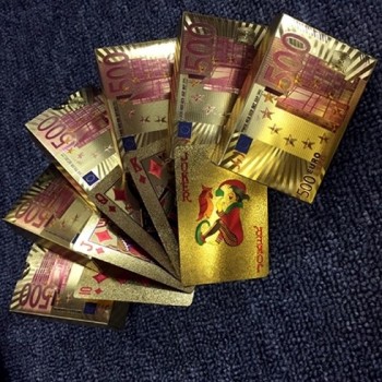 24K gold foil euro cartões de jogo de plástico