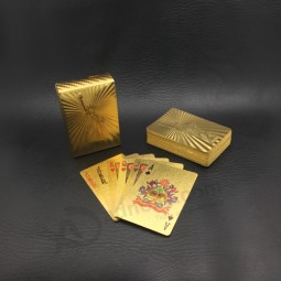 24K feuille d'or Pvc cartes à jouer poker en plastique