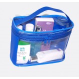 Caja cosmética transparente reciclable del viaje de la manija del Cloruro de polivinilo de la alta calidad modificada para requisitos particulares al por mayor