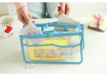 Wholesale Customized high quality Factory Low Price Transparent PVC Makeup Bag with Pockets