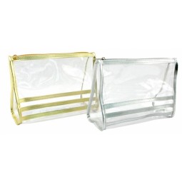 Aangepaste hoge kwaliteit rits top transparante Pvc-verpakkingstas met kleurrijke Pvc-versiering