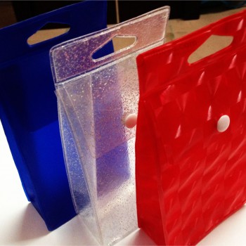 定制高品质新设计耐用透明PVC立式袋带挂孔