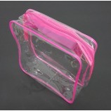 定制高品质PVC化妆品三-立体袋定制粉红色塑料袋