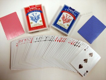 Cartas de baralho em papel dollarama com acabamento em linho/Cartões de pôquer revestidos de victoria por atacado