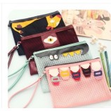 Wholesale customized high-end Double-Layer Grid Cartoon Pattern PVC Sealed Bag Pencil Case