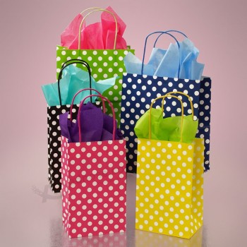 Polka DOT Twisted Handle Paper Gift Bags with high quality