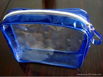 оптовые подгонянные высокие-конец большая вместимость синий прозрачный пвх карандаш сумка