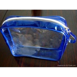 En gros personnalisé haut-Fin sac à crayons Pvc transparent de grande capacité bleu