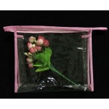 Wholesale customized high-end Non - Woven Cloth Edge Plastic Bags Transparent PVC Zipper Bag Custom