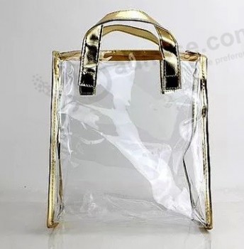 Al por mayor personalizado alto-Final bolso de Cloruro de polivinilo impermeable transparente simple y práctico