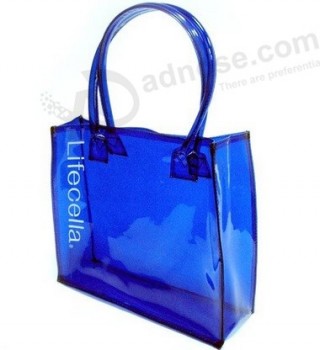 оптовые подгонянные высокие-конец blue практичные прозрачные сумочки