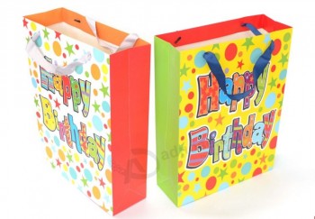 Happy Birthday Paper Gift Bag with Custom Printing with high quality