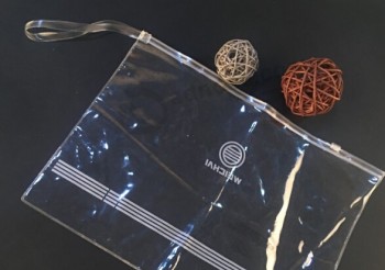 En gros personnalisé haut-Fin Pvc plastique transparent fermeture à glissière sac papier sac de bureau poche plate