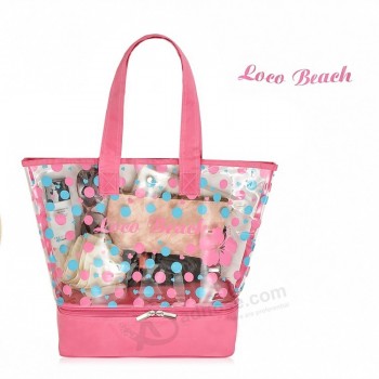 Customized high-end OEM Durable Custom Print Candy Color PVC Handle Tote Bag