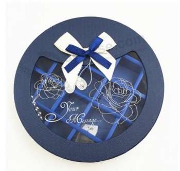 Present Packing Paper Round Shape Chocolate Box with Window