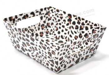 Leopard Print Paper Storage Box with Die-Cut Handle