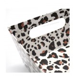 Caixa de armazenamento de papel de impreSSão de leopardo com morrer-Corte alça