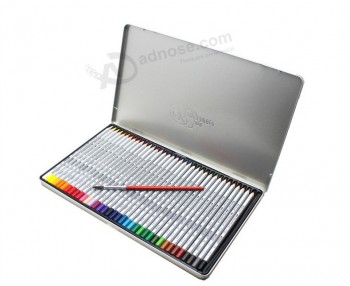 Crayon de couleur à charnière boîte en fer blanc