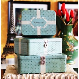 Benutzerdefinierte VintaGe-Zinn-Box mit einem SchloSS für Karten/Brief/Foto