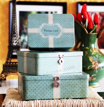 Custom Vintage Tin Box with a Lock for Cards/Letter/Photo