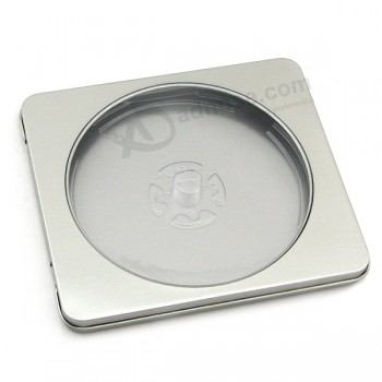 квадратный cd, dvd оловянная коробка с пользовательским окном 