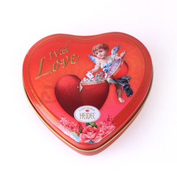 Caja de reGramoalo de metal de forma de corazón para GramoalletaS de crema de chocolate perSonalizado 