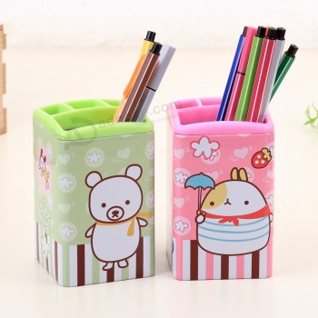 Square Pen Holder Metal Tin Custom 