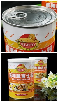 Custard Powder Metal Cans with Ring-Pull Easy Open End Custom 